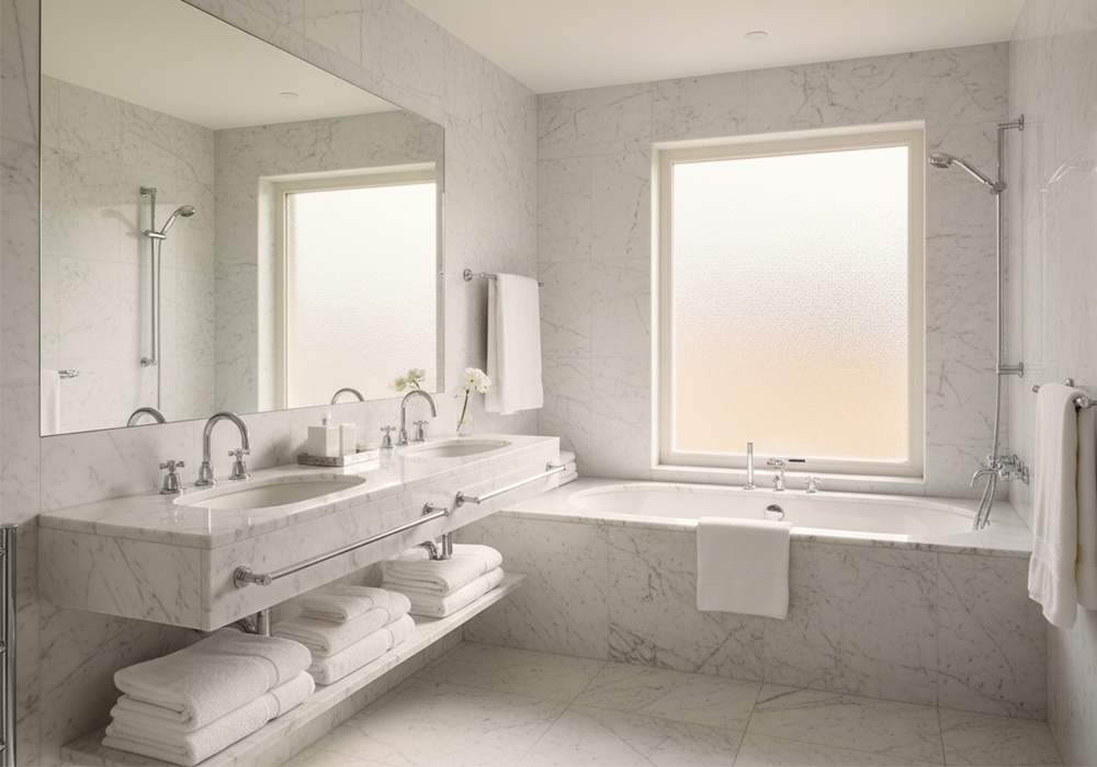 Immaculate marble bathroom